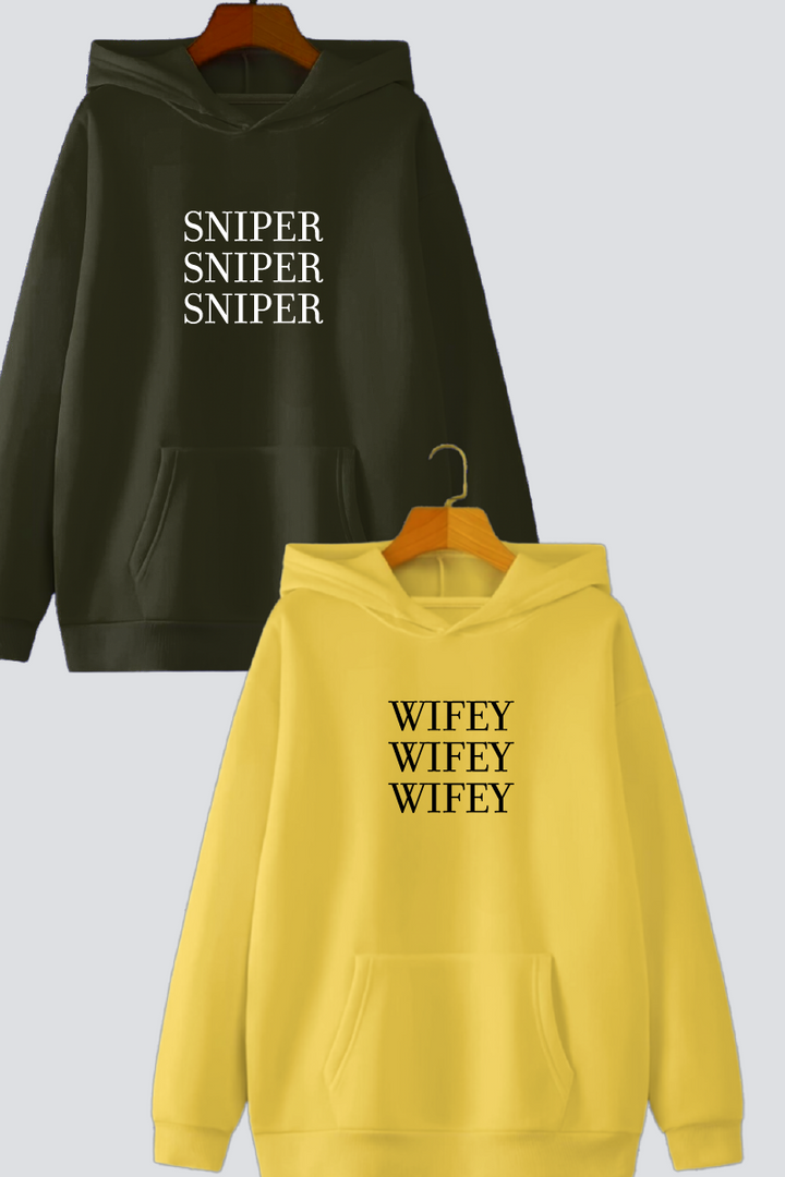 Sniper & Wifey Oversized Drop Shoulder Hoodies - Pack of 2