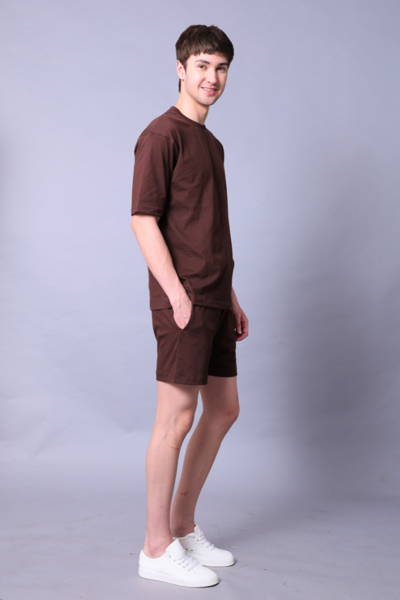 Chocolate Brown Unisex Co-Ord Set With Shorts