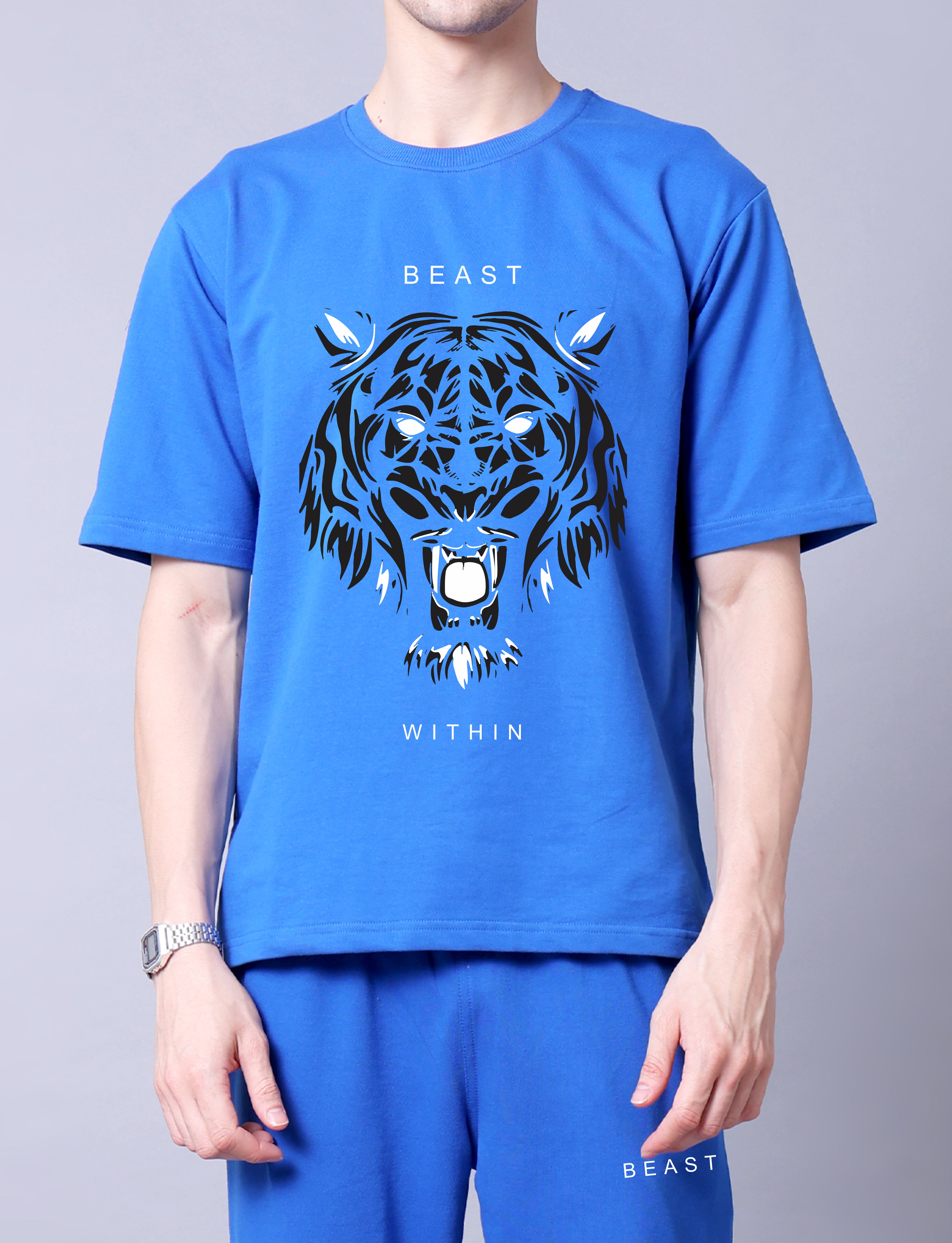 Bold Tiger Men Co-Ord Set - Oversized Tee With Jogger