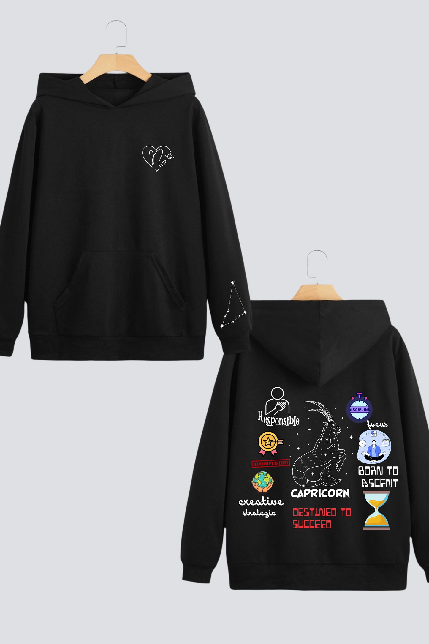 Zodiac Oversized Hoodies - Customizable Couple's Edition - Pack of 2