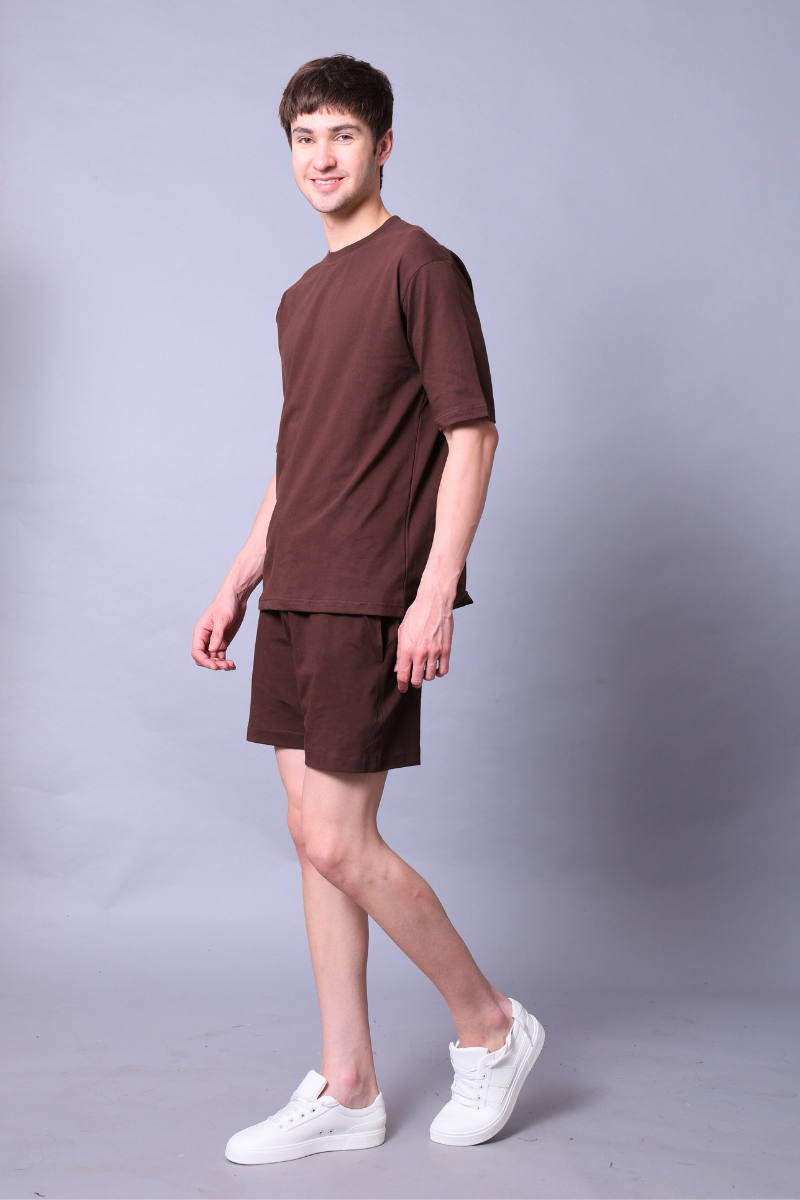Chocolate Brown Unisex Co-Ord Set With Shorts
