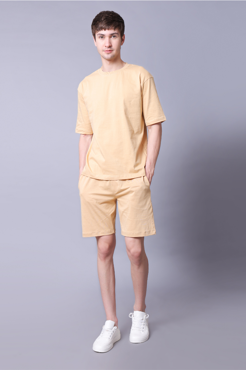 Beige Unisex Co-Ord Set With Shorts