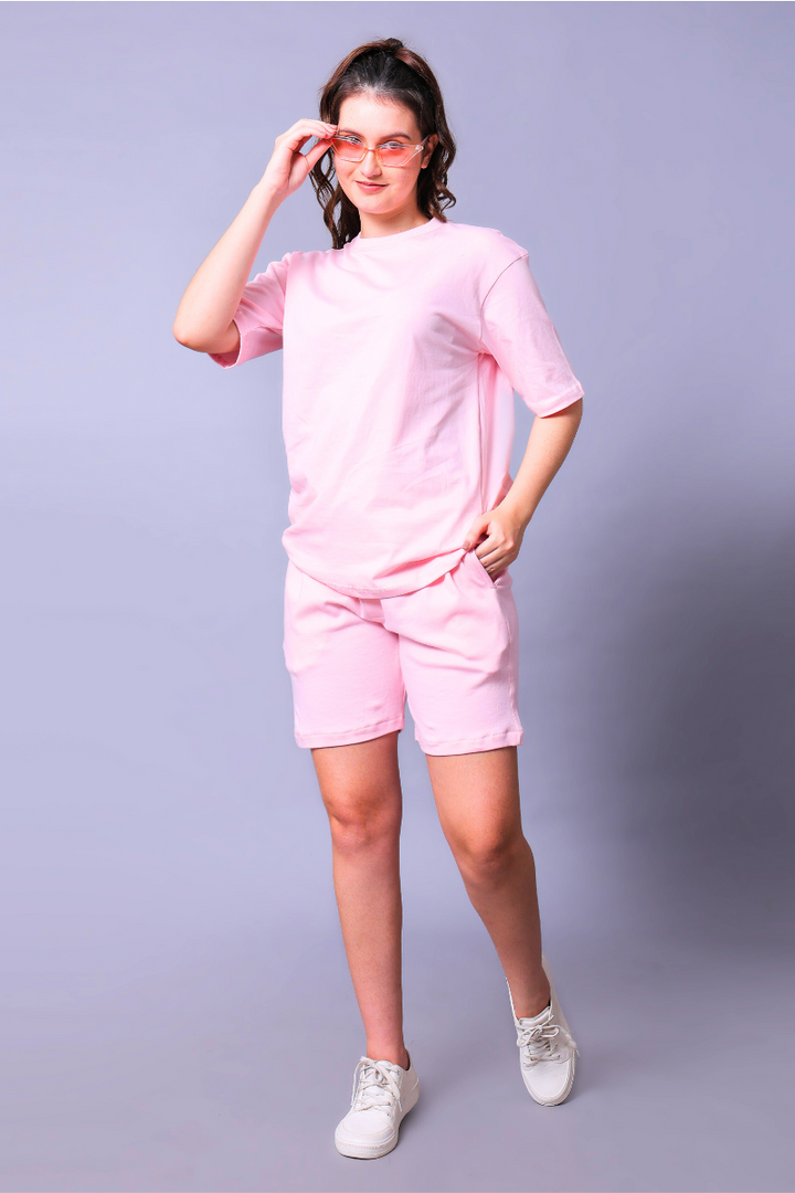 Pink Unisex Co-Ord Set With Shorts