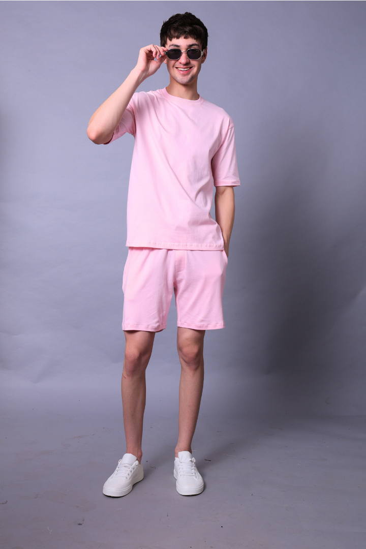 Pink Unisex Co-Ord Set With Shorts