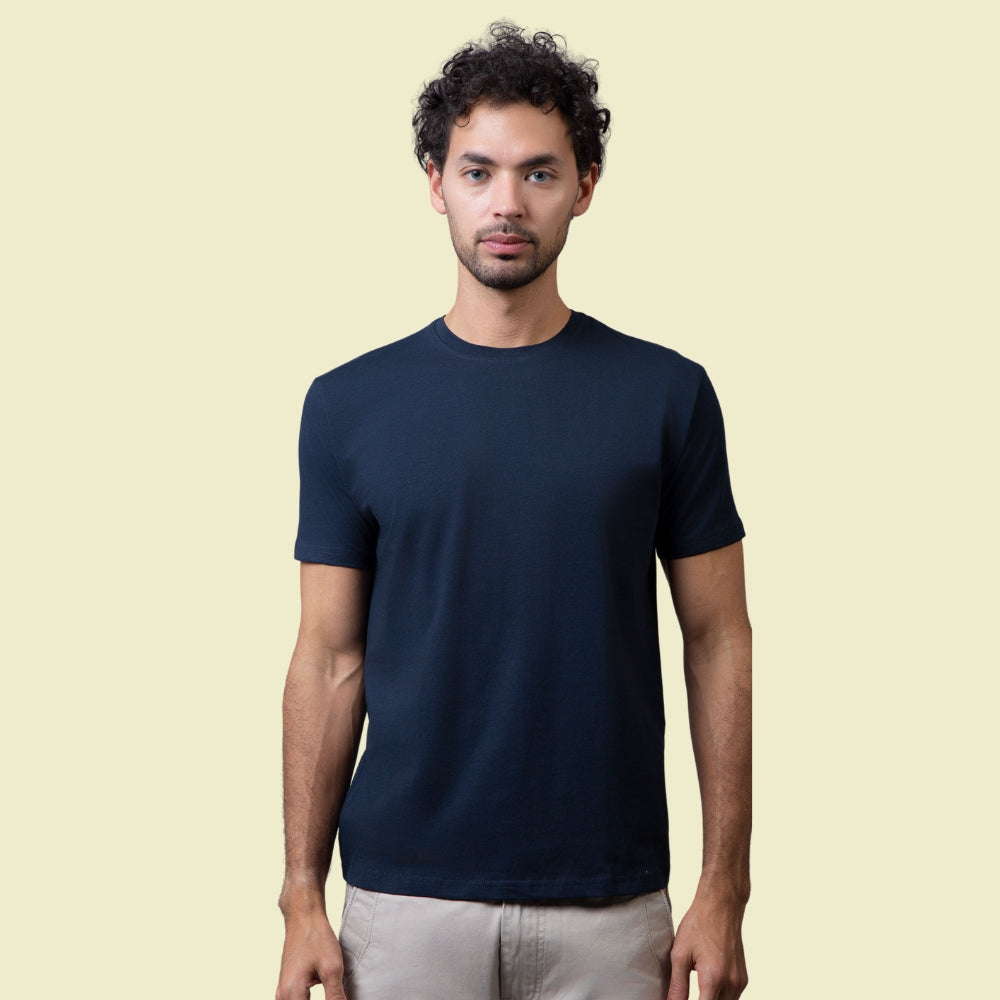 Classic Comfort: Premium Navy Blue Unisex Cotton T-Shirt