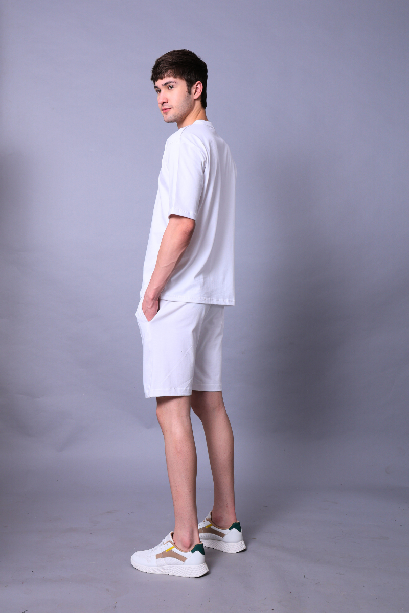 White Unisex Co-Ord Set With Shorts