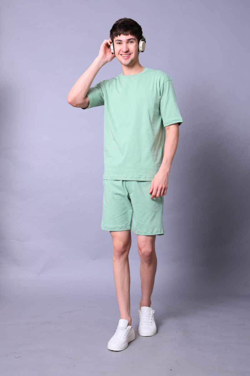 Pastel Green Unisex Co-Ord Set With Shorts