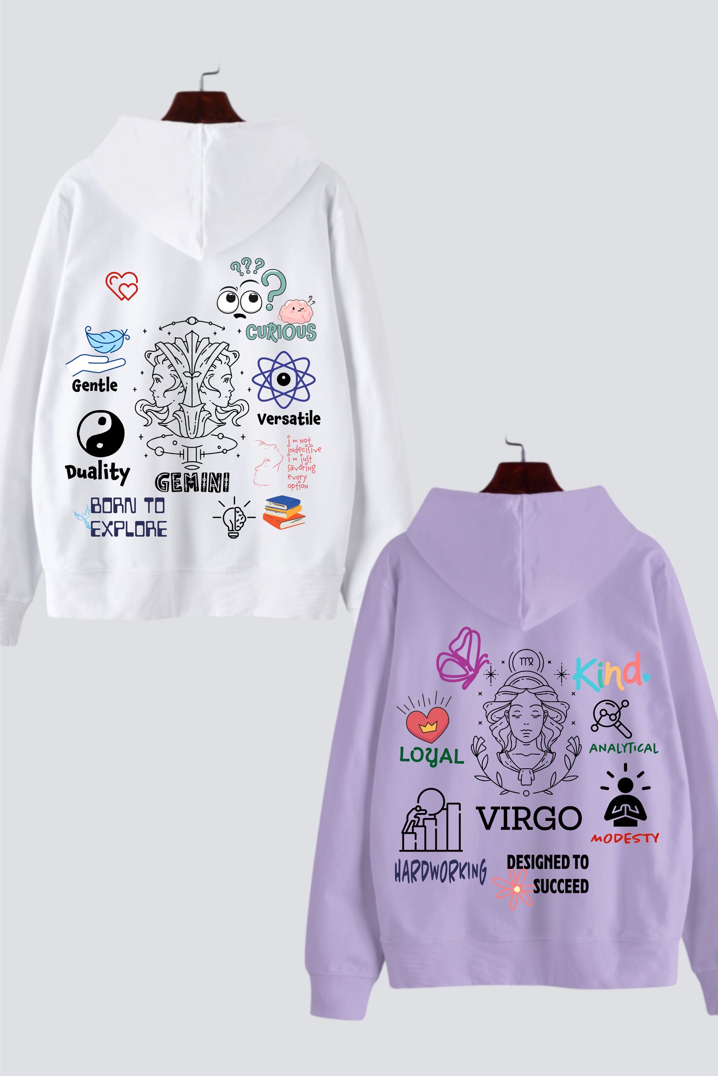 Zodiac Oversized Hoodies - Customizable Couple's Edition - Pack of 2