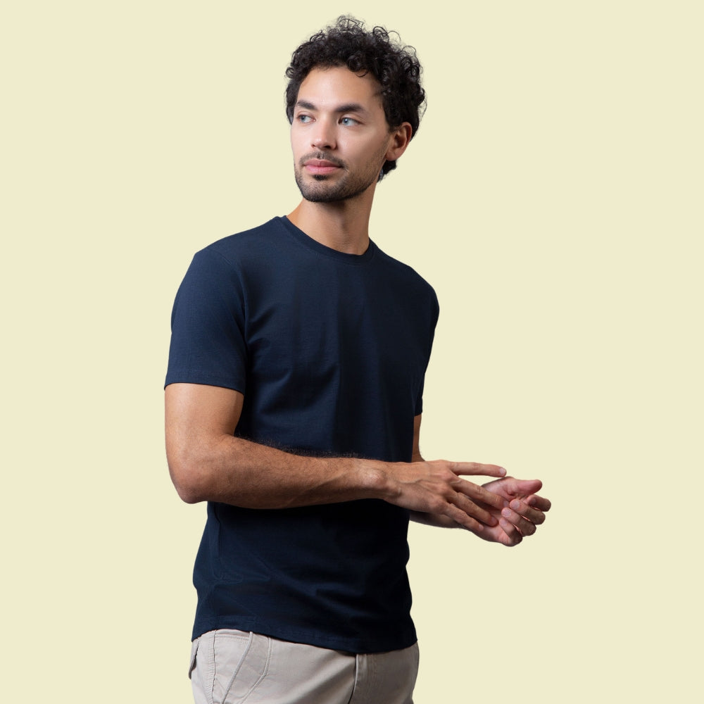 Classic Comfort: Premium Navy Blue Unisex Cotton T-Shirt