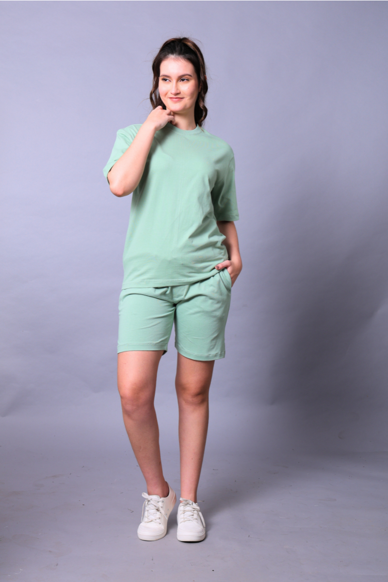 Pastel Green Unisex Co-Ord Set With Shorts