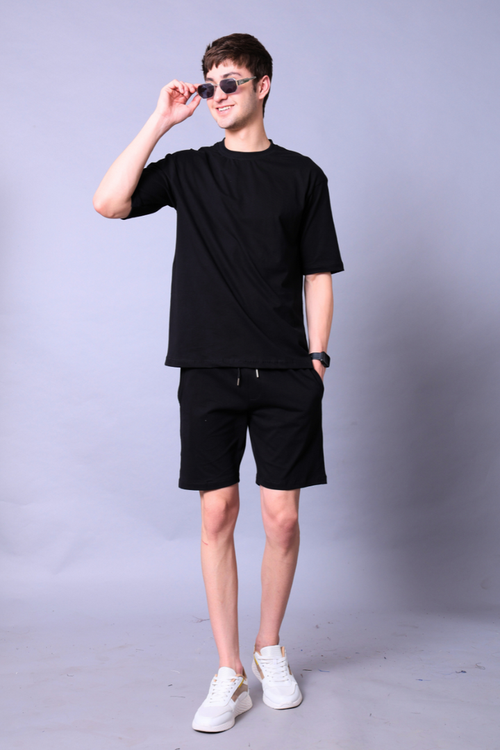Black Unisex Co-Ord Set With Shorts