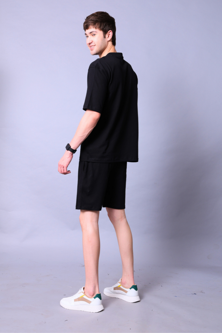 Black Unisex Co-Ord Set With Shorts