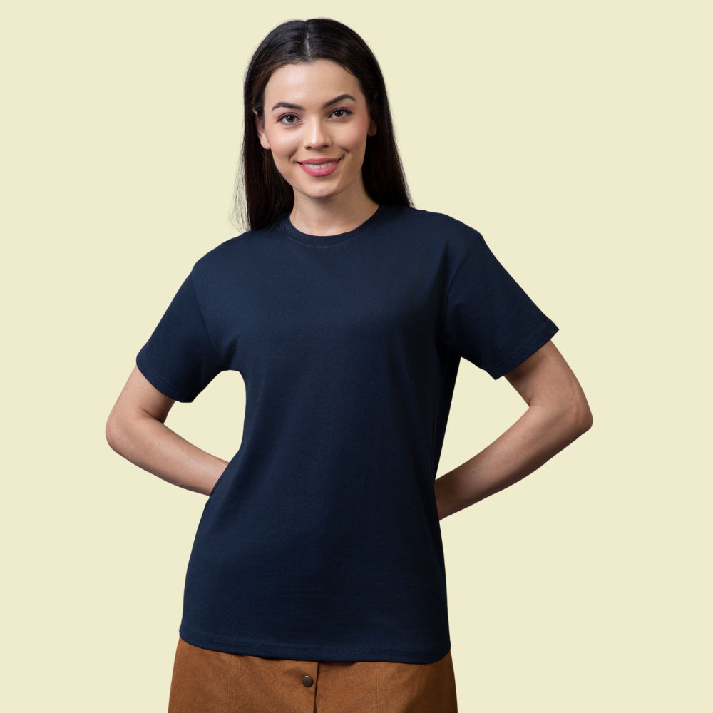 Classic Comfort: Premium Navy Blue Unisex Cotton T-Shirt