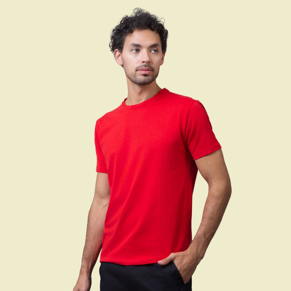 Classic Comfort: Premium Red Unisex Cotton T-Shirt