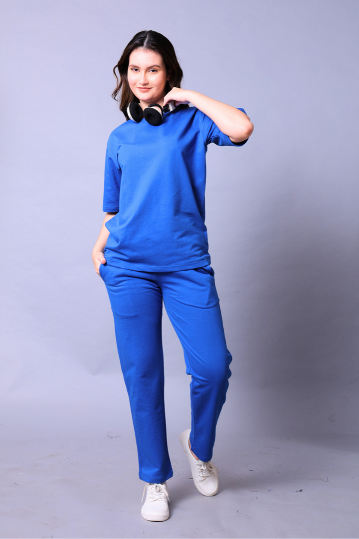 Royal Blue Unisex Co-Ord Set With  Joggers