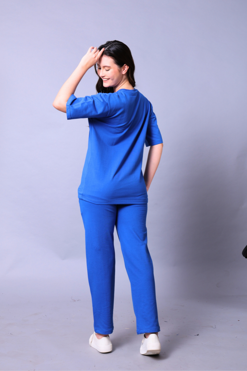 Royal Blue Unisex Co-Ord Set With  Joggers