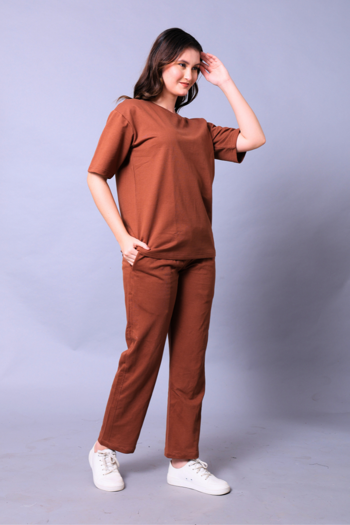 Mocha Mousse Unisex Co-Ord Set With Joggers