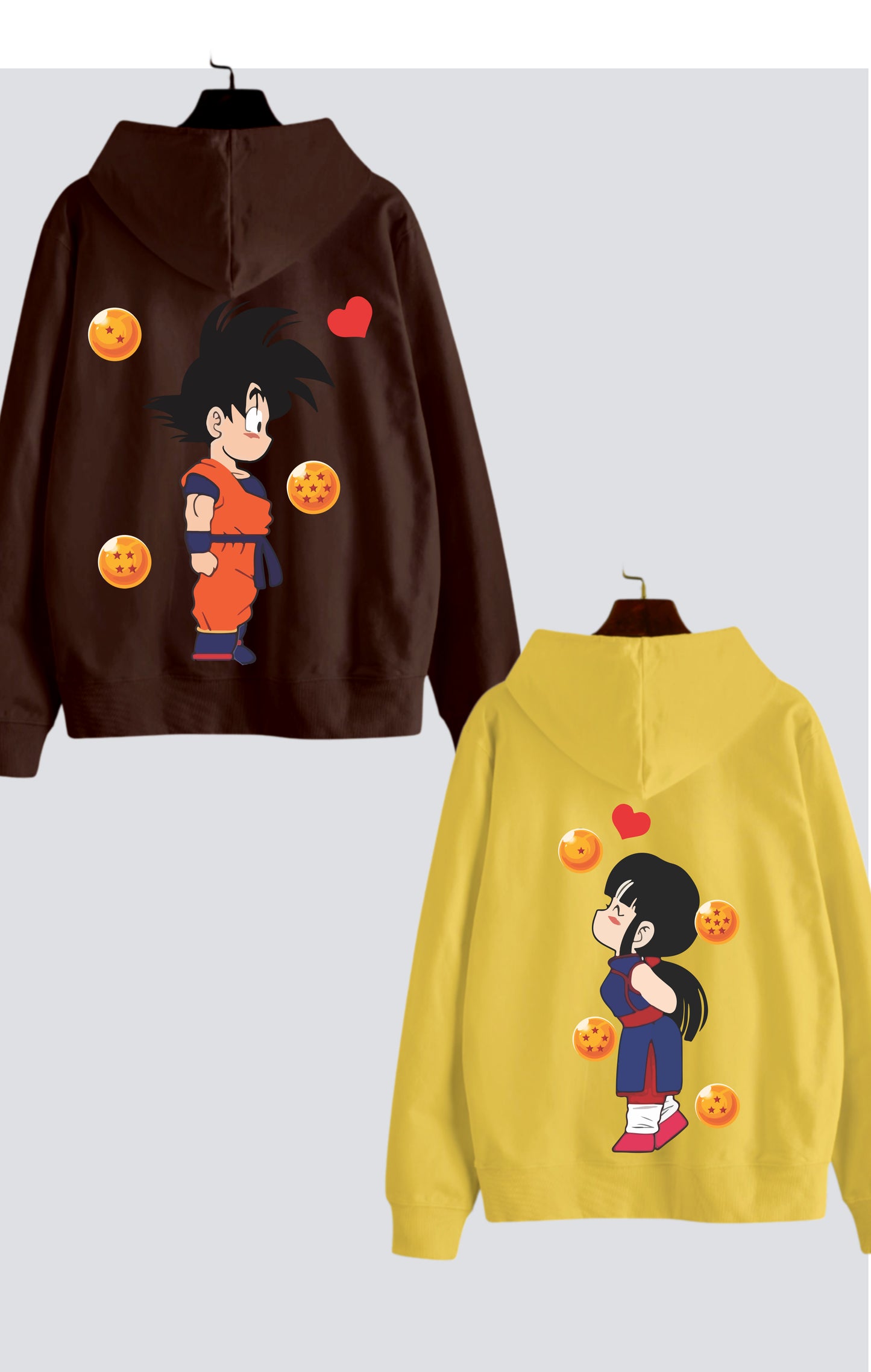 Goku and Chi-Chi Edition Oversized Drop Shoulder Hoodies - Pack of 2