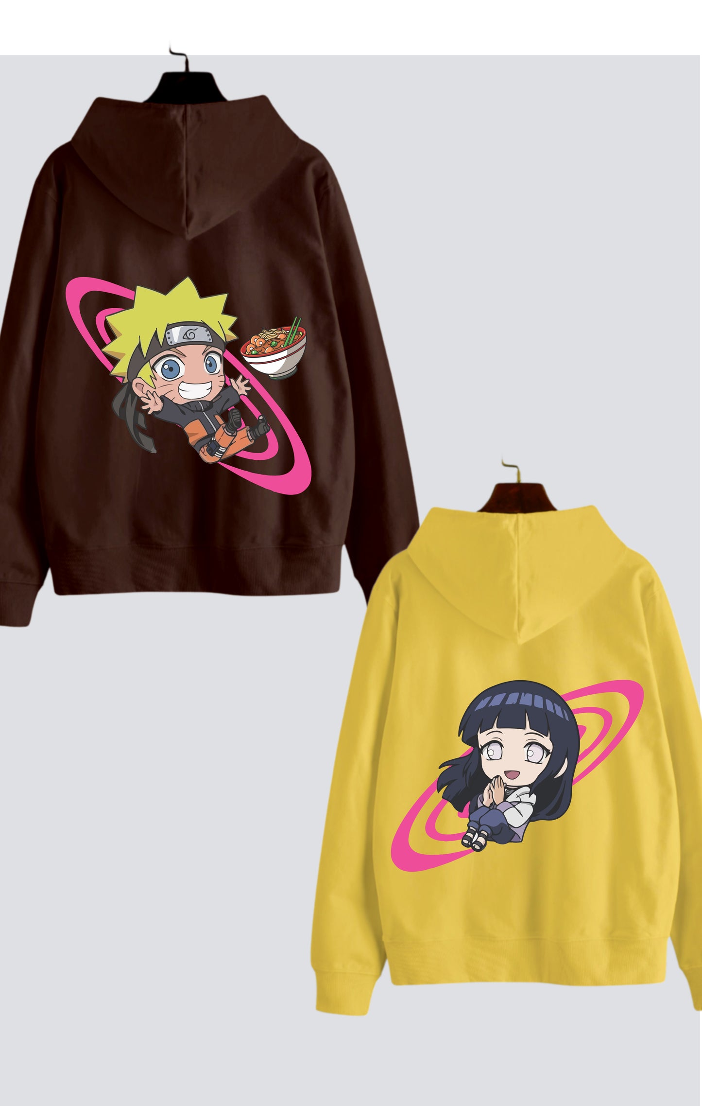 Naruto & Hinata Edition Oversized Drop Shoulder Hoodies - Pack of 2