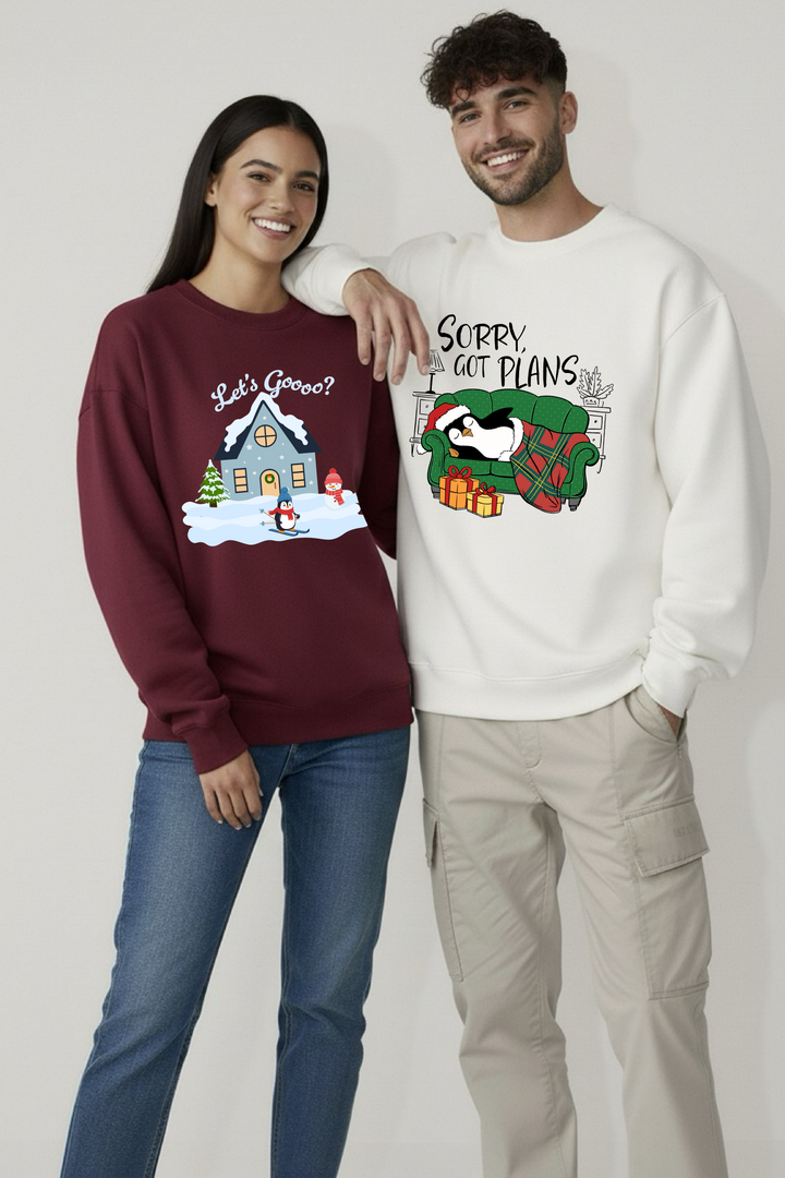 Let’s Go and Sorry Got Plans Couple Unisex Sweatshirts (Pack of 2)