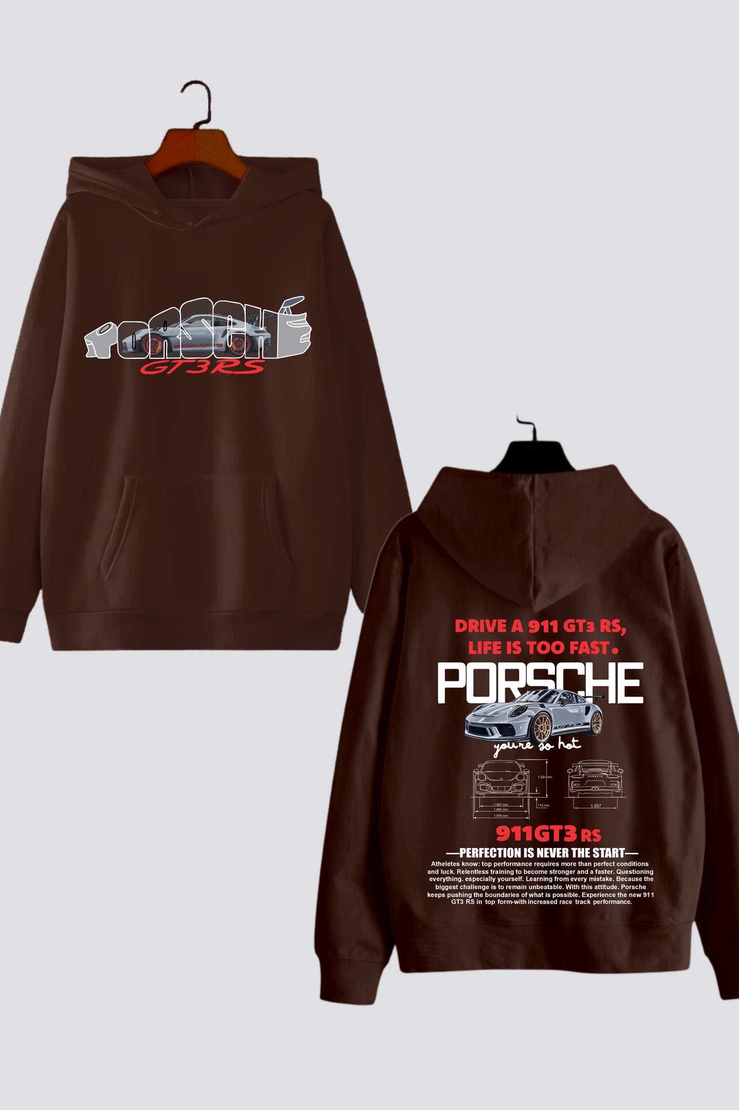 "Porsche GT3 RS" Oversized Drop-Shoulder Hoodie