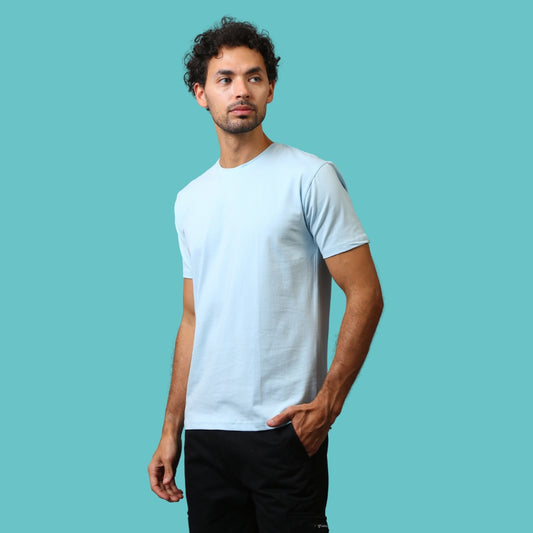 Classic Comfort: Premium Sky Blue Unisex Cotton T-Shirt