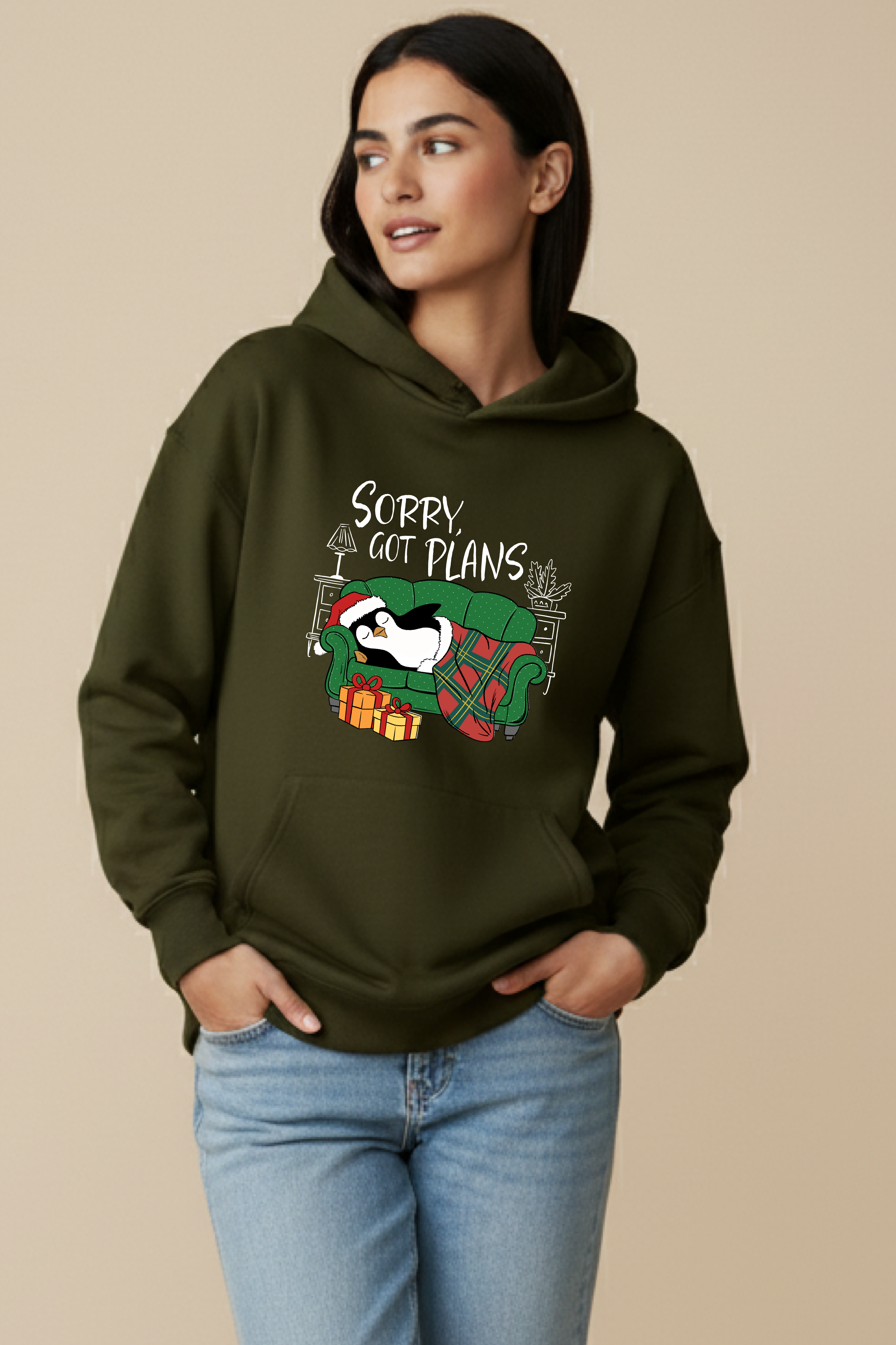 Sorry Got Plans Oversized Drop-Shoulder Hoodie