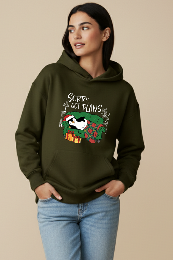 Sorry Got Plans Oversized Drop-Shoulder Hoodie