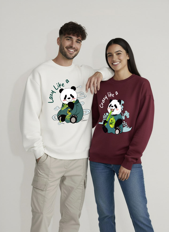 Crazy like Panda, Lazy like Panda Unisex Sweatshirt - Pack of 2