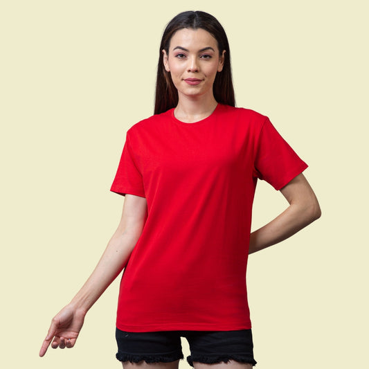 Classic Comfort: Premium Red Unisex Cotton T-Shirt