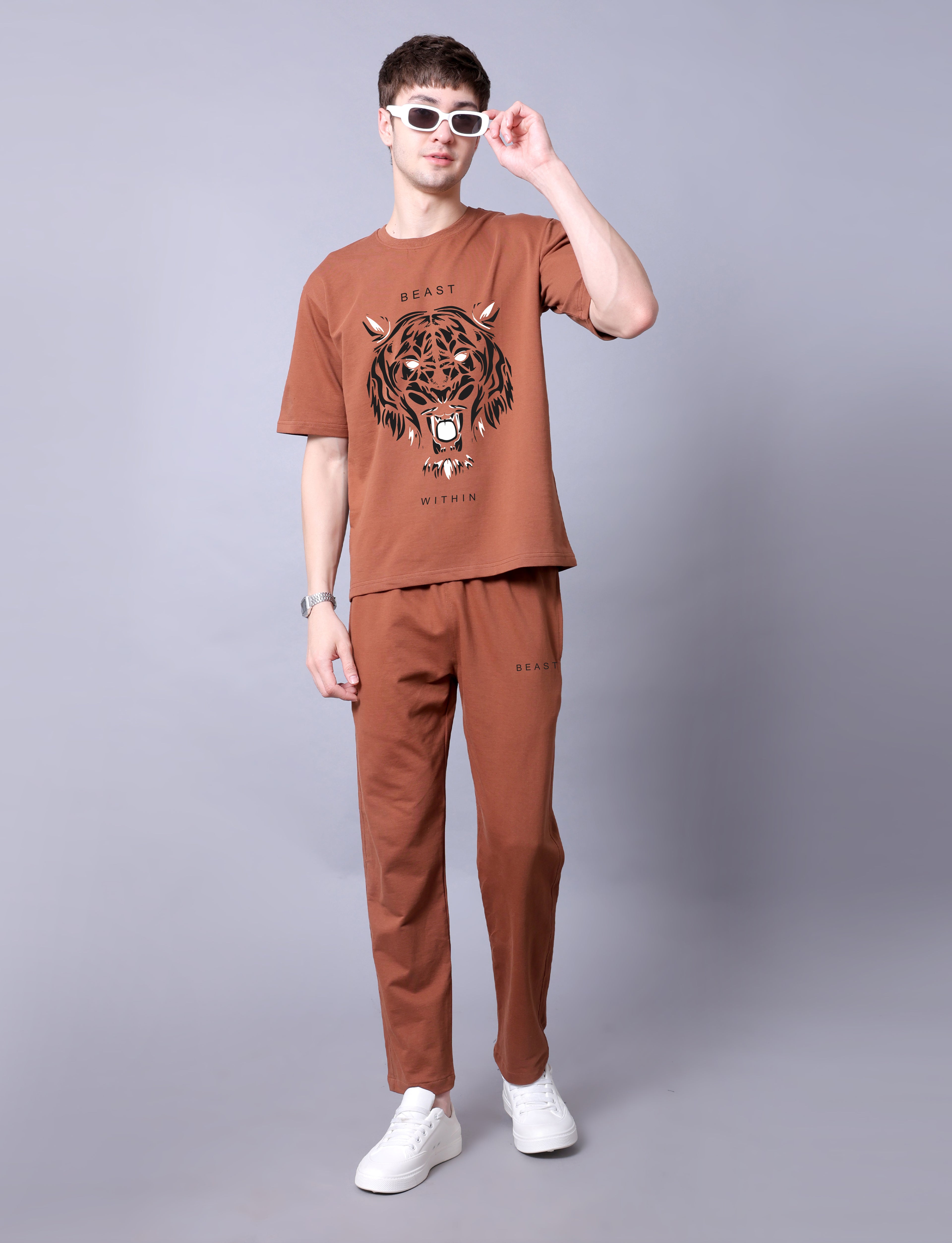 Bold Tiger Men Co-Ord Set - Oversized Tee With Jogger
