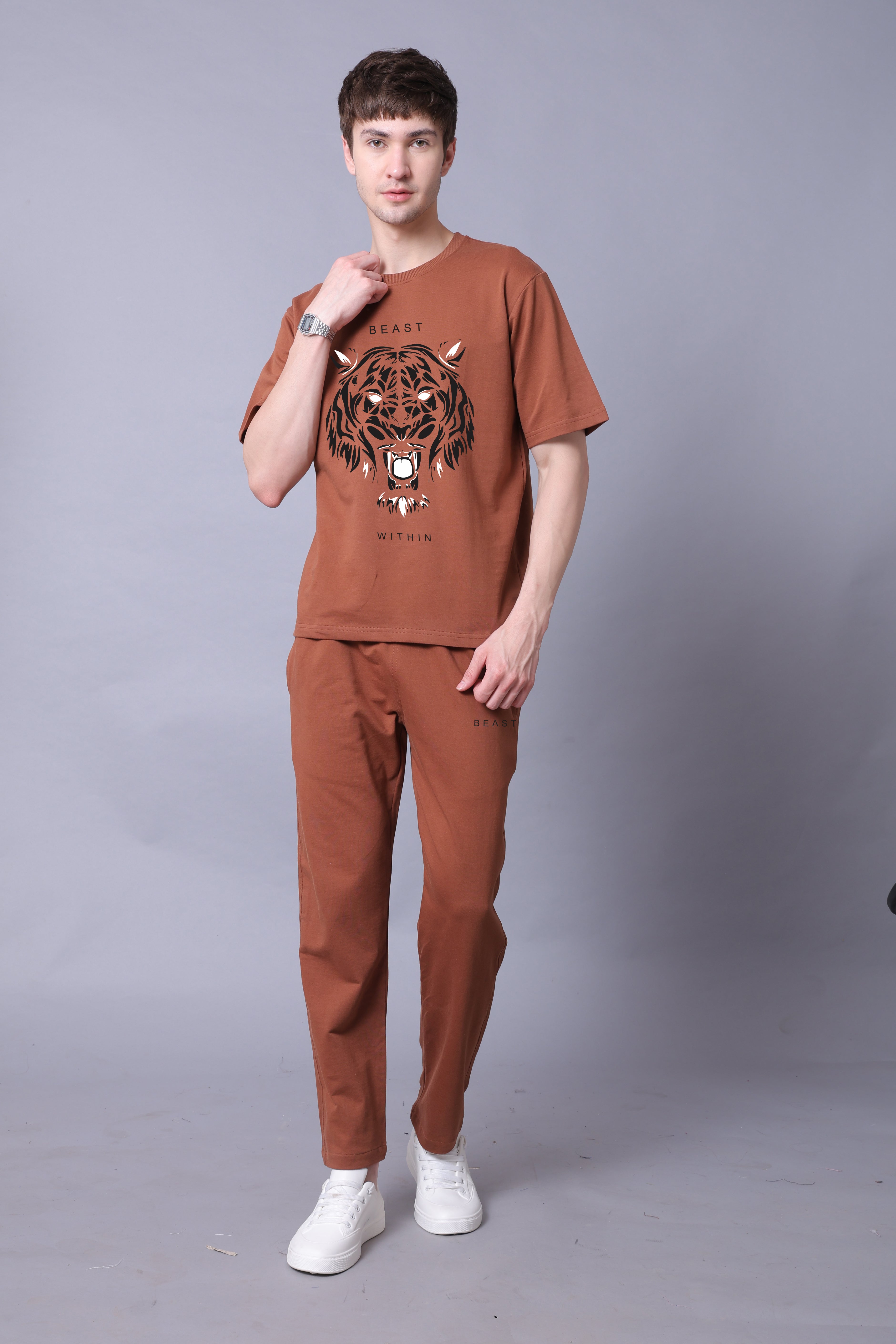 Bold Tiger Men Co-Ord Set - Oversized Tee With Jogger