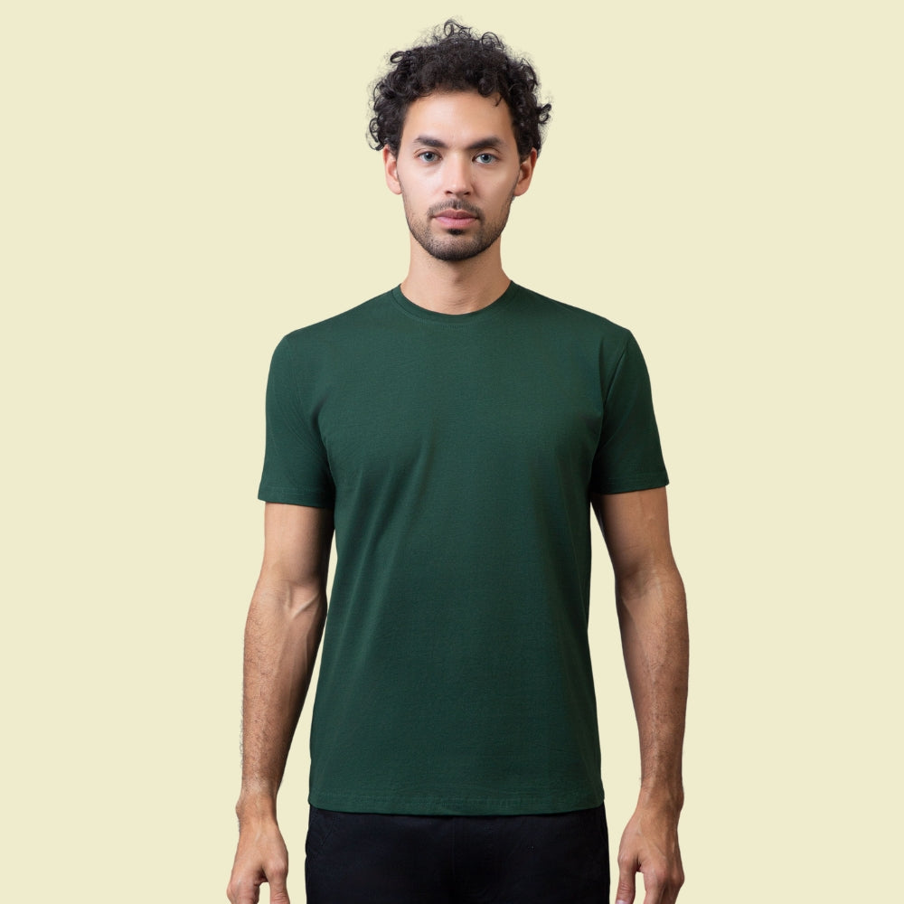 Classic Comfort: Bottle Green Unisex Cotton T-Shirt