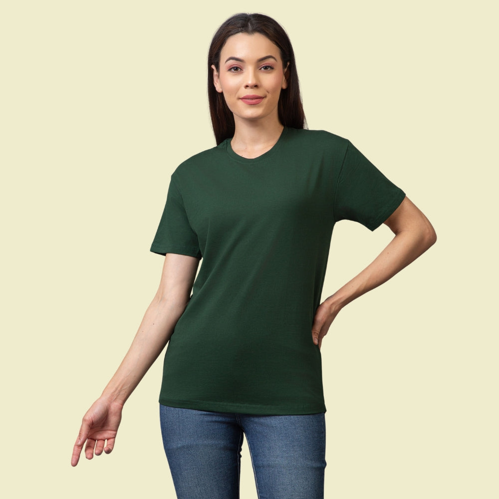 Classic Comfort: Bottle Green Unisex Cotton T-Shirt