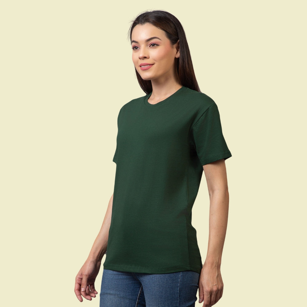 Classic Comfort: Bottle Green Unisex Cotton T-Shirt