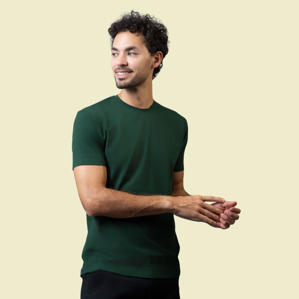 Classic Comfort: Bottle Green Unisex Cotton T-Shirt