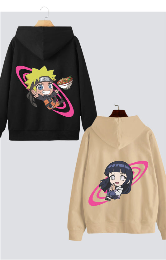 Naruto & Hinata Edition Oversized Drop Shoulder Hoodies - Pack of 2