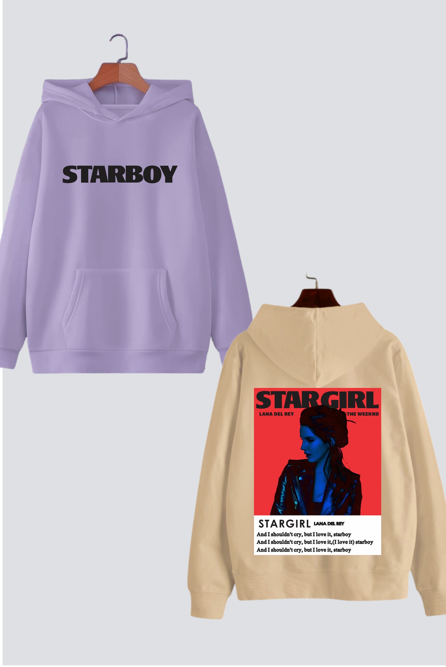 Starboy Stargirl Couple Oversized Drop Shoulder Hoodies - Pack of 2