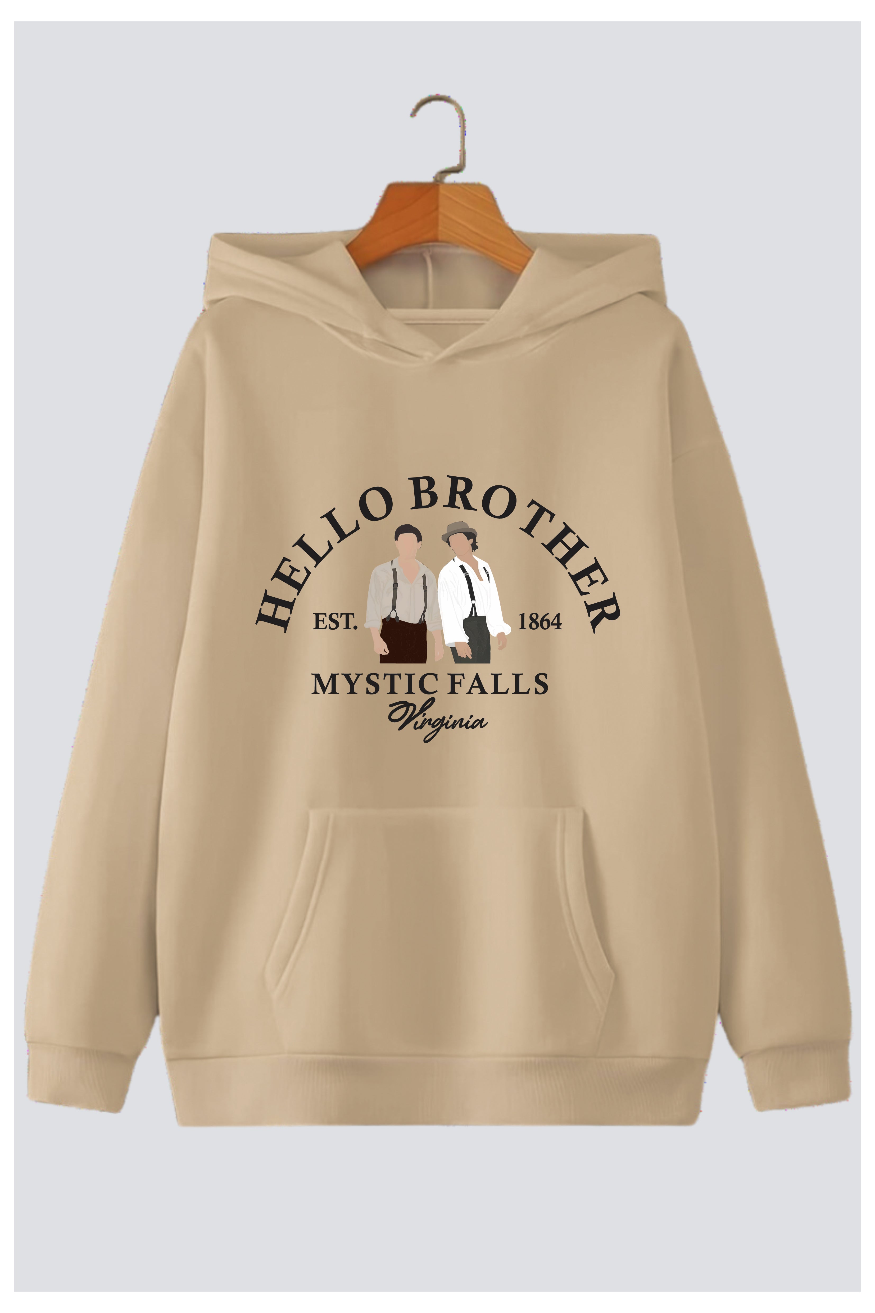 "Hello Brother" Oversized Drop-Shoulder Hoodie