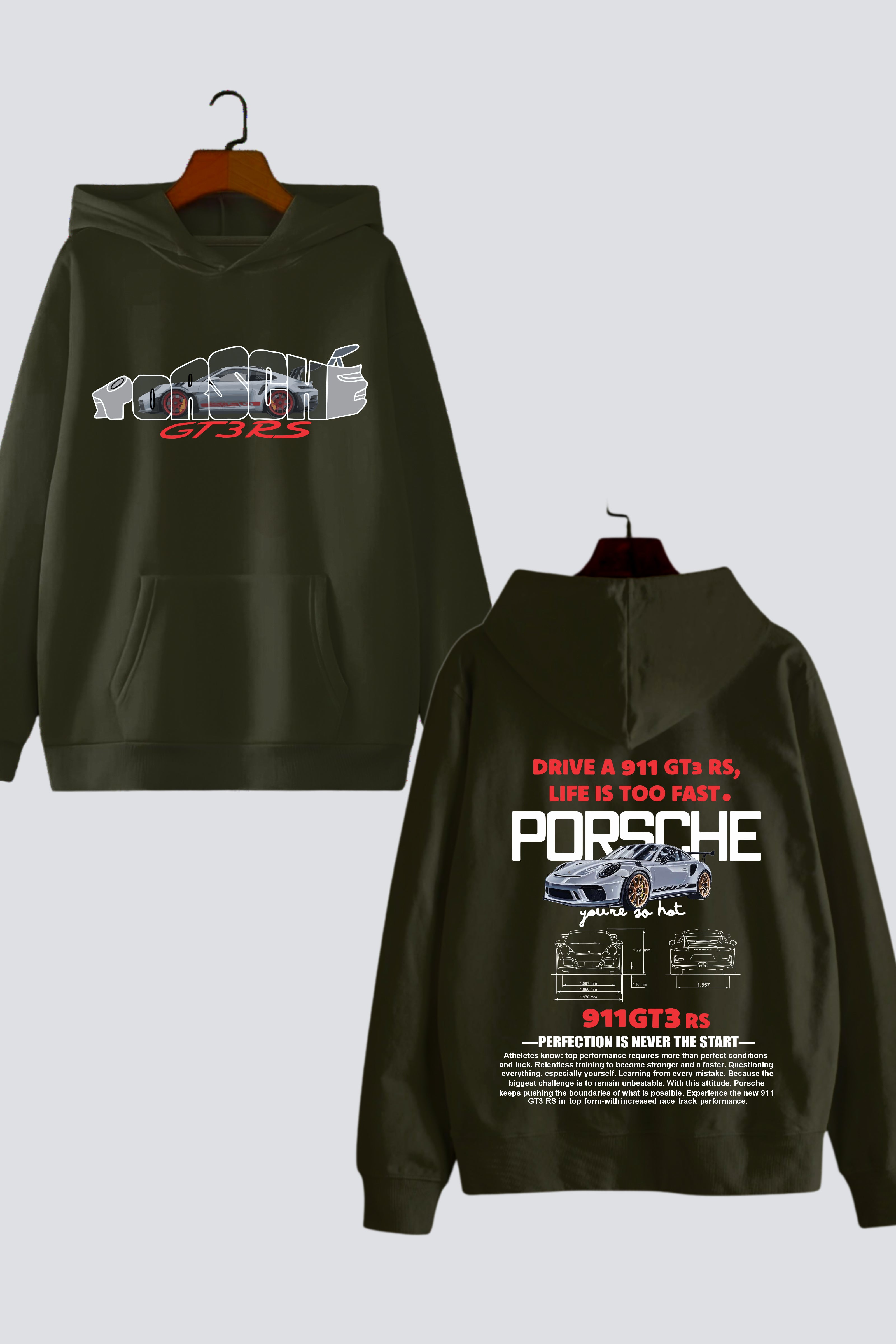 "Porsche GT3 RS" Oversized Drop-Shoulder Hoodie
