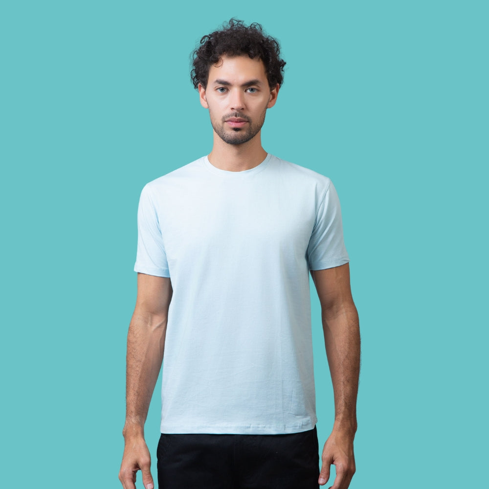 Classic Comfort: Premium Sky Blue Unisex Cotton T-Shirt