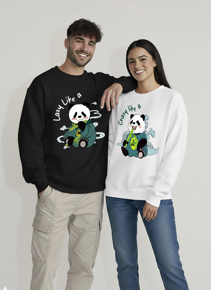 Crazy like Panda, Lazy like Panda Unisex Sweatshirt - Pack of 2