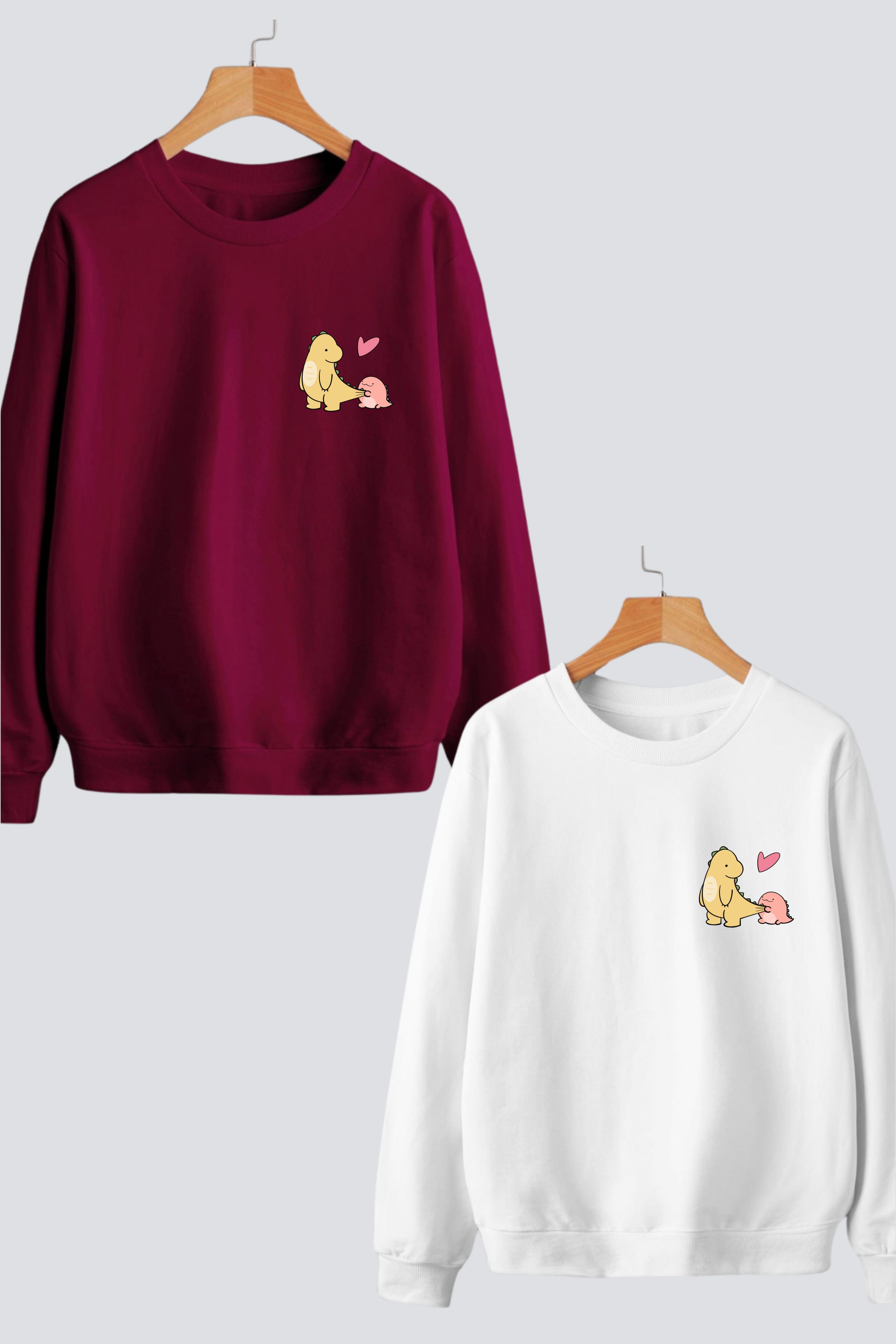 Dino Love Couple Unisex Sweatshirts - Pack of 2