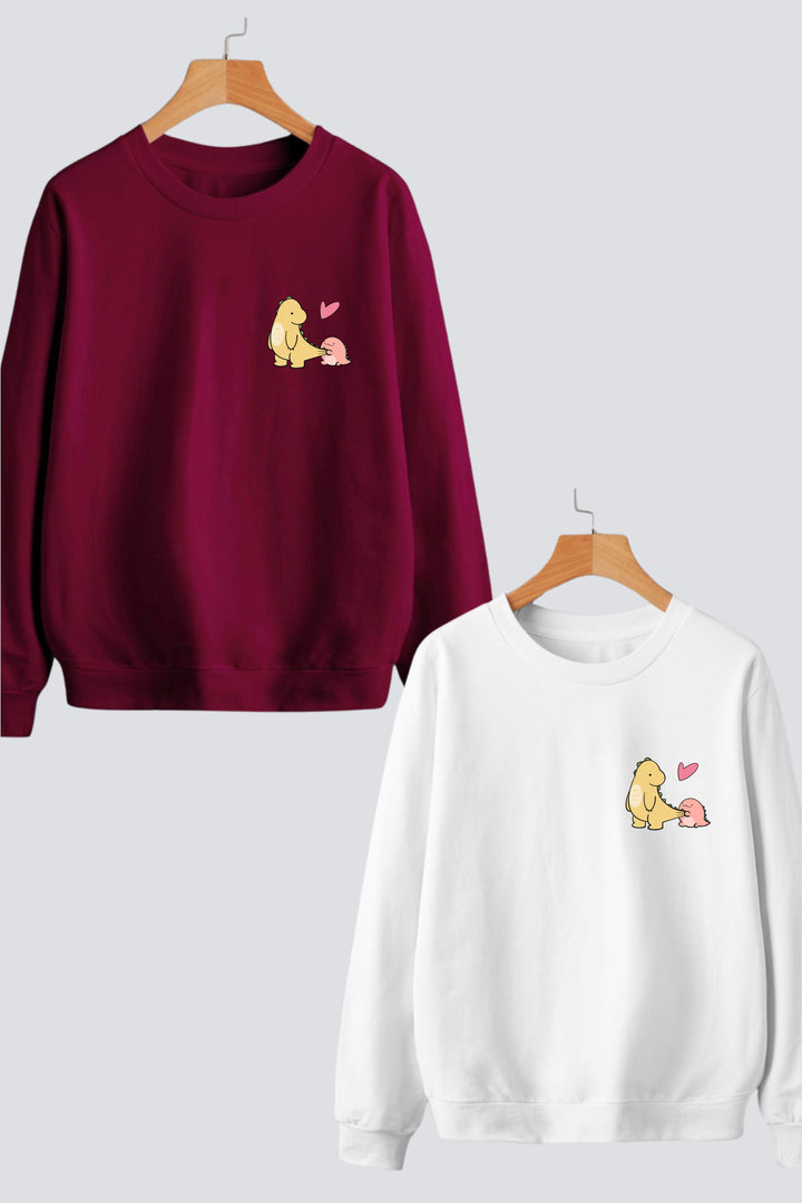 Dino Love Couple Unisex Sweatshirts - Pack of 2