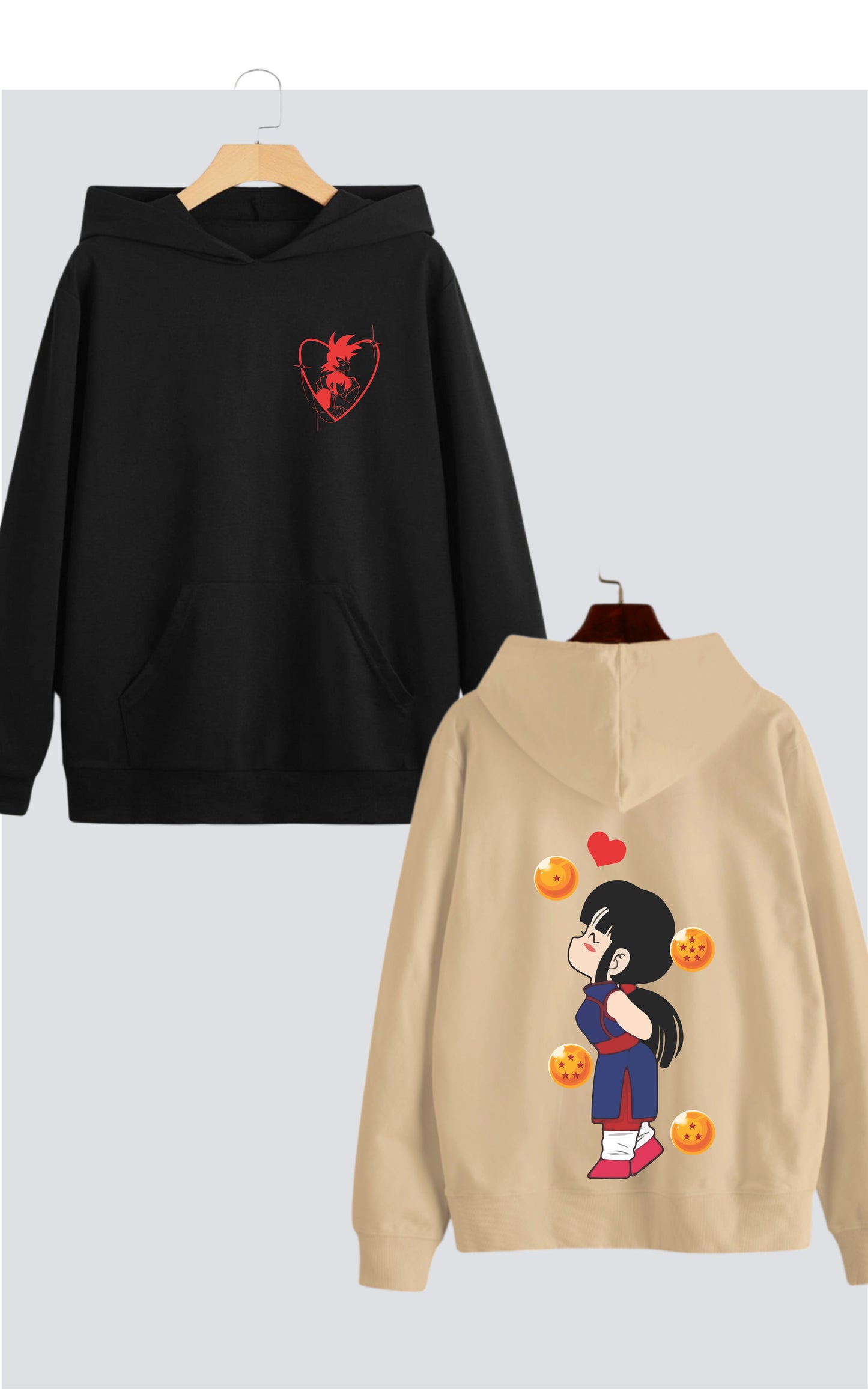 Goku and Chi-Chi Edition Oversized Drop Shoulder Hoodies - Pack of 2