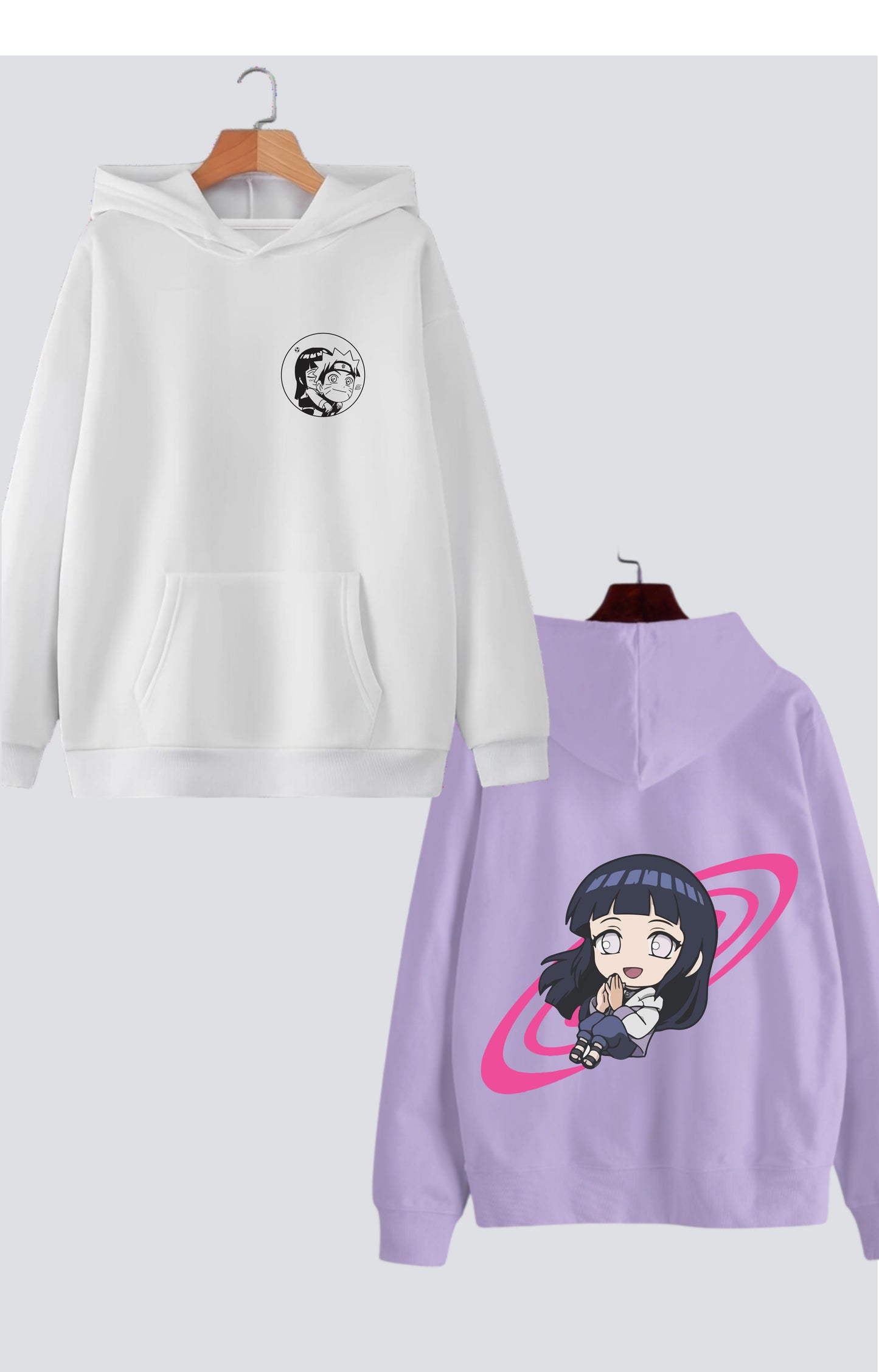 Naruto & Hinata Edition Oversized Drop Shoulder Hoodies - Pack of 2