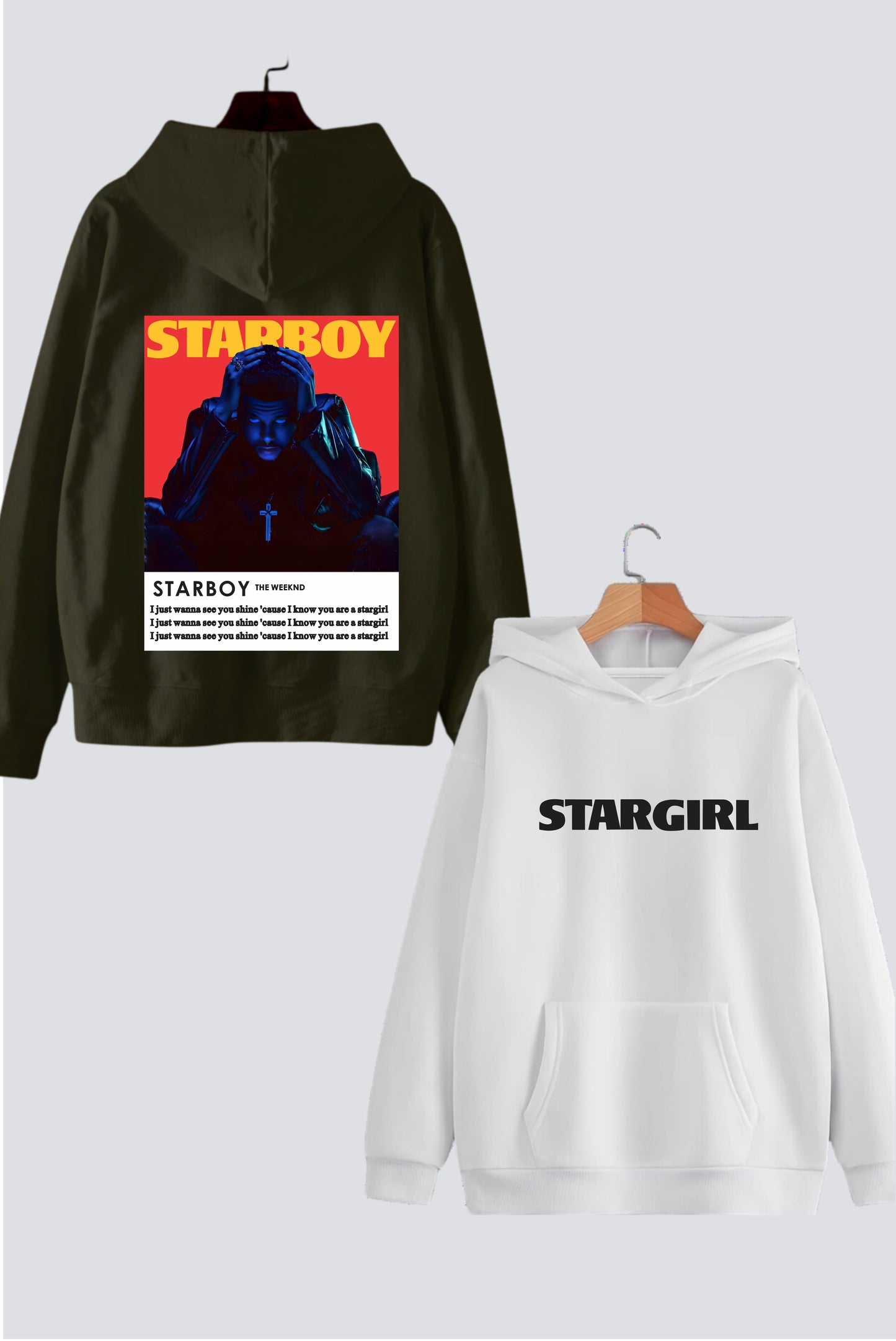 Starboy Stargirl Couple Oversized Drop Shoulder Hoodies - Pack of 2