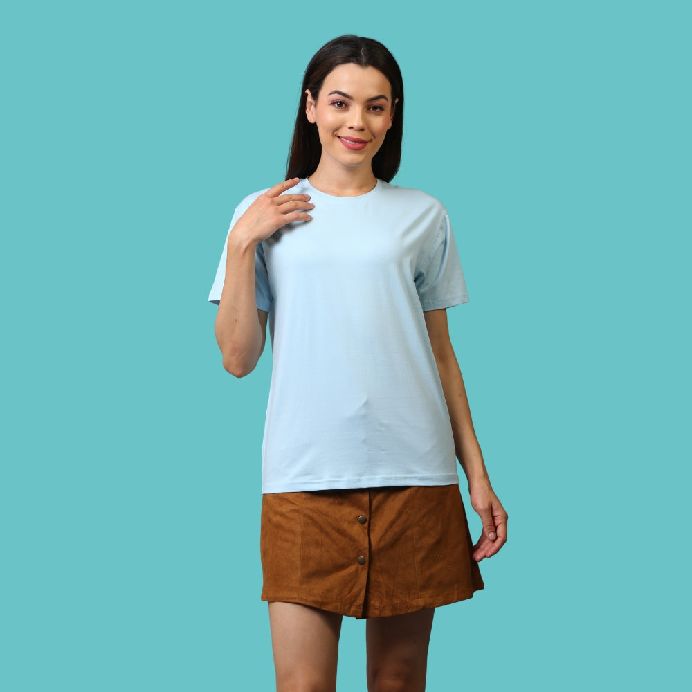 Classic Comfort: Premium Sky Blue Unisex Cotton T-Shirt