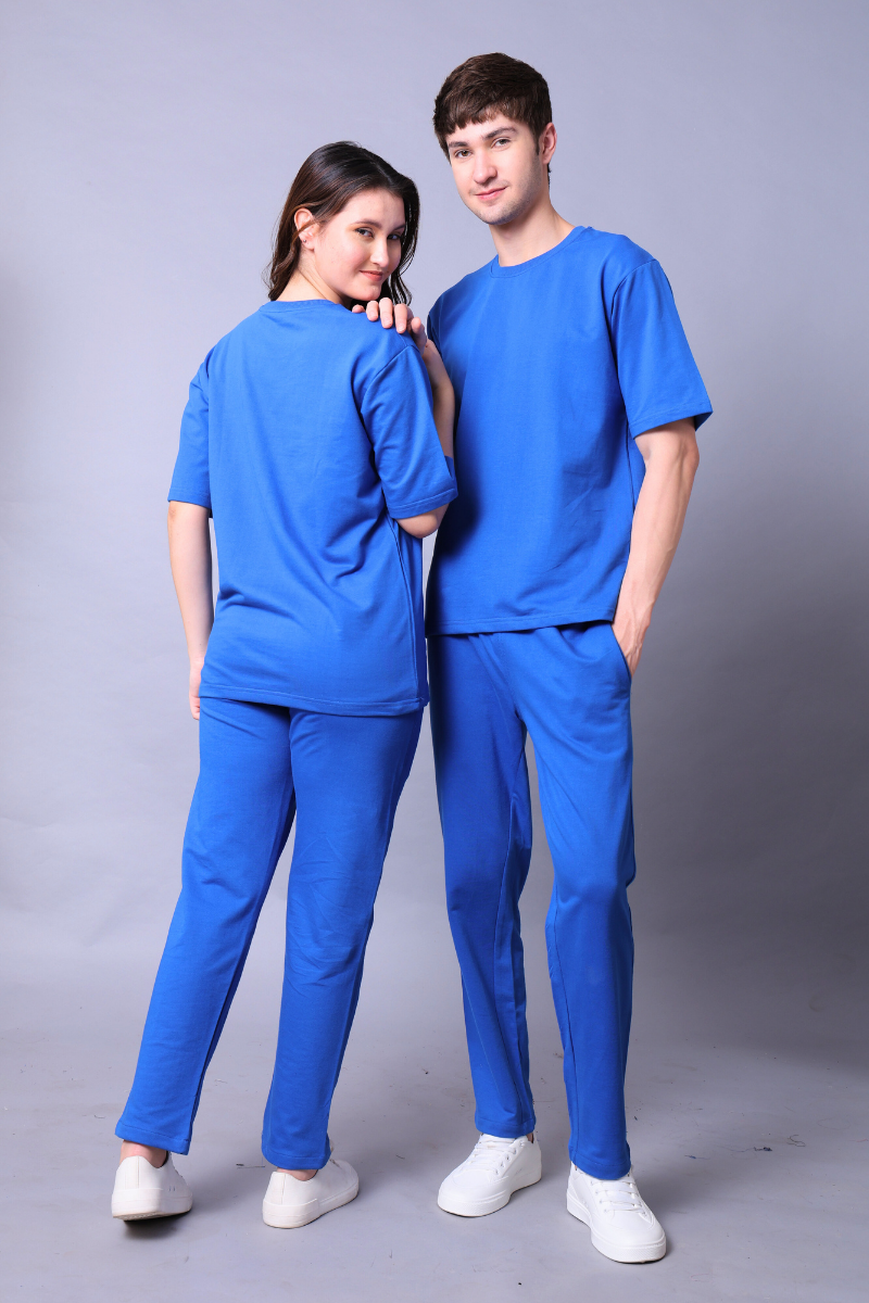 Royal Blue Couple Co-Ord Set With Joggers (Pack of 2)