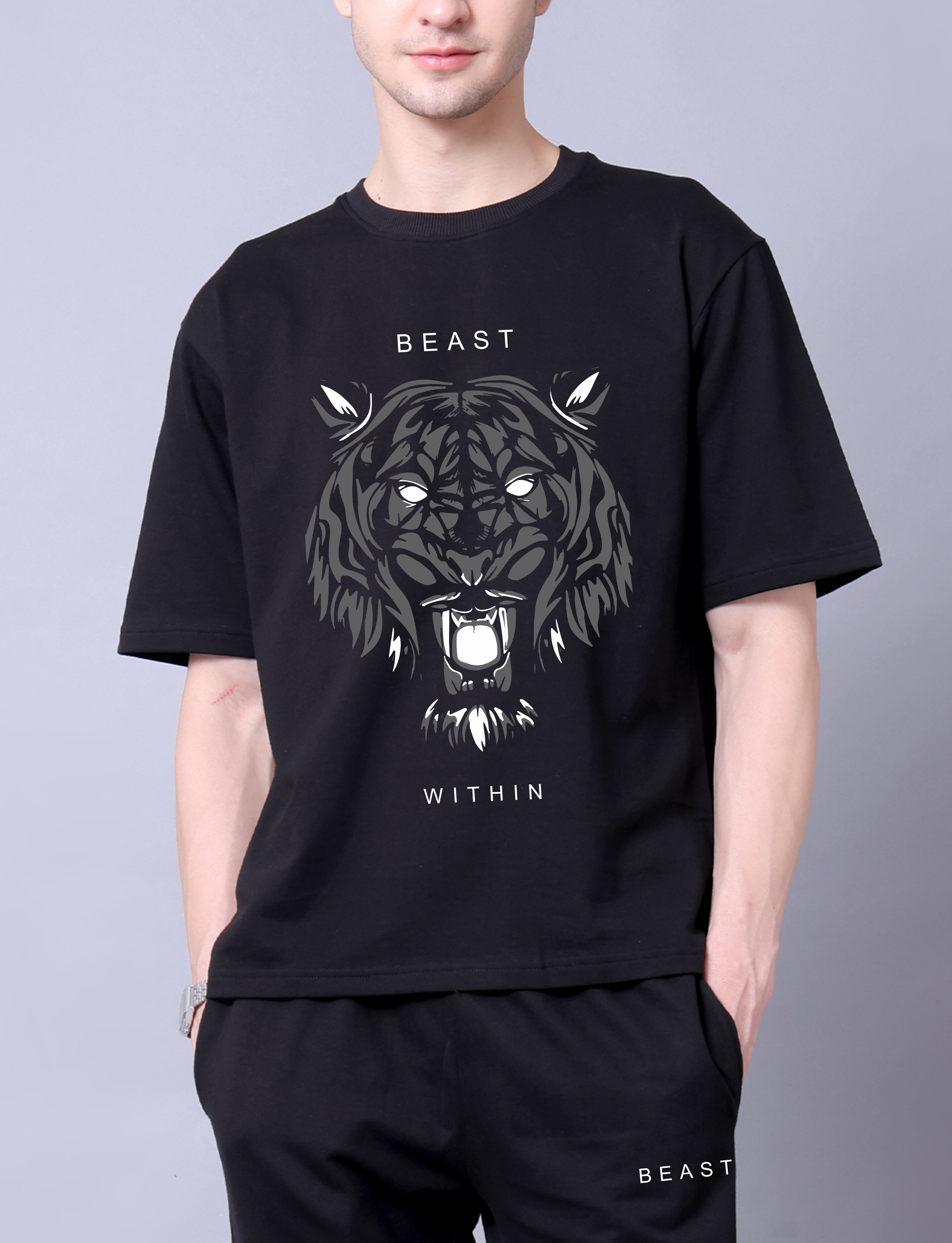 Bold Tiger Men Co-Ord Set - Oversized Tee With Jogger